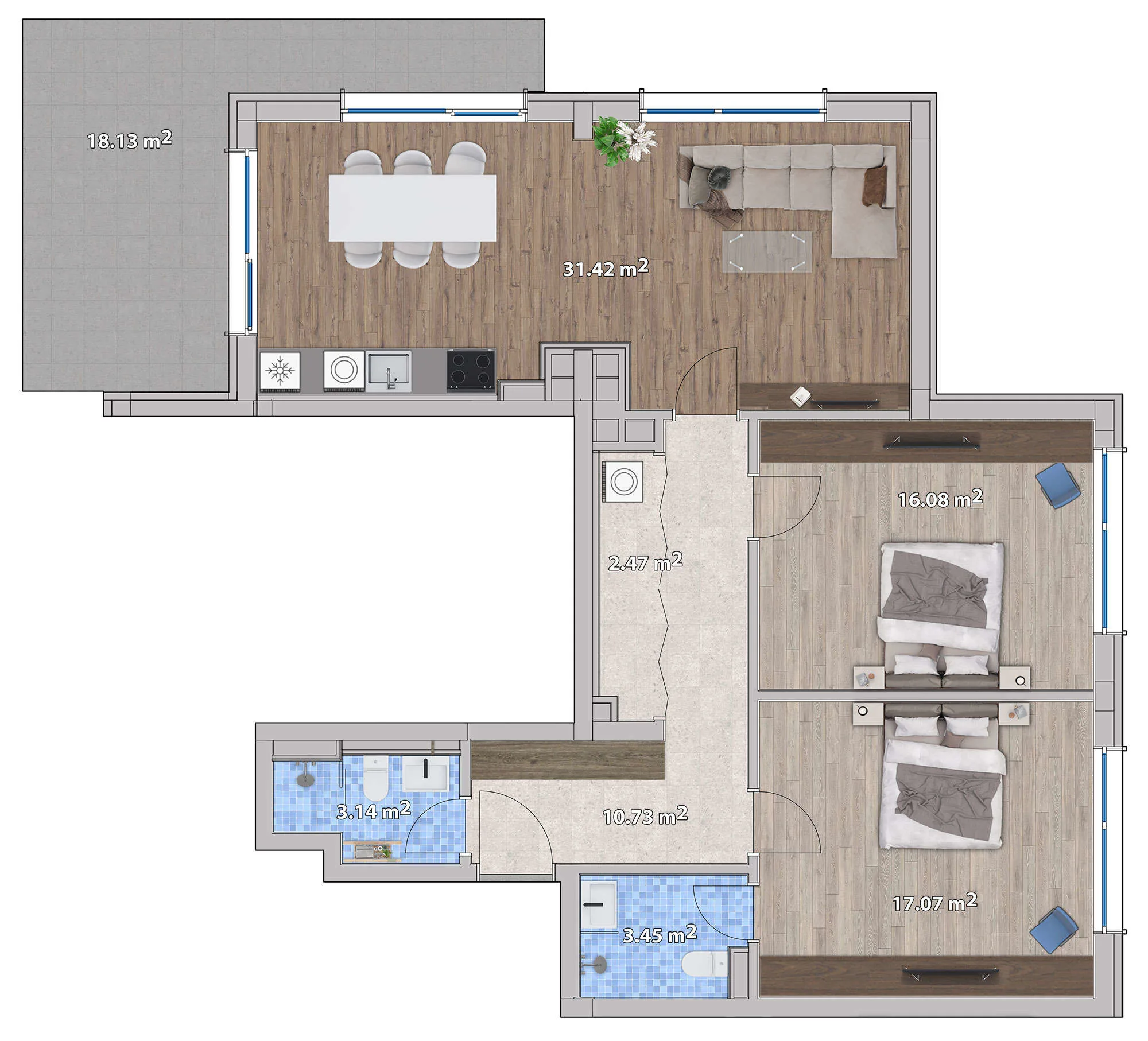 Сграда Riverside: етаж 4, aпартамент 17